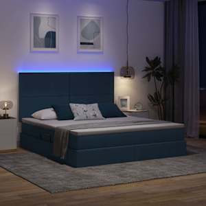 Postel s úložným prostorem a LED osvětlením Modrá 160 x 200 cm - obrázek 5