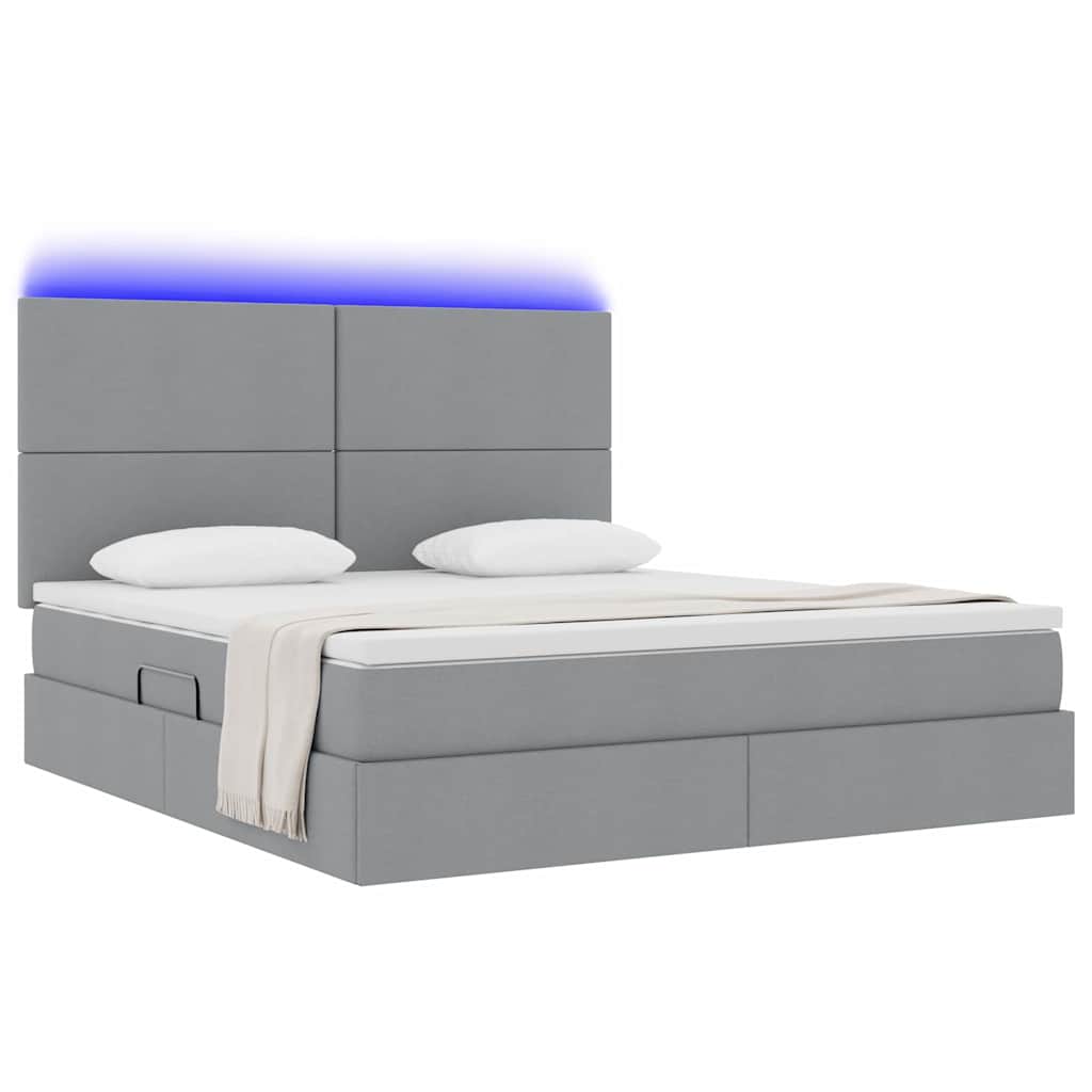 Thumbnail - vidaXL Bett mit Stauraum und LED Hellgrau 180 x 200 cm Polyester