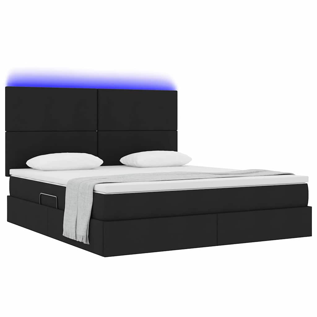 Thumbnail - vidaXL Bett mit Stauraum und LED Schwarz 180 x 200 cm Polyester