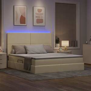 LED postel s úložným prostorem a matrací Krémová 180 x 200 cm - obrázek 5