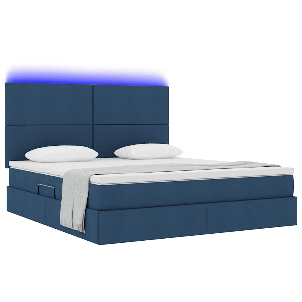 Thumbnail - vidaXL Bett mit Stauraum und LED mit LED Blau 180 x 200 cm Polyester