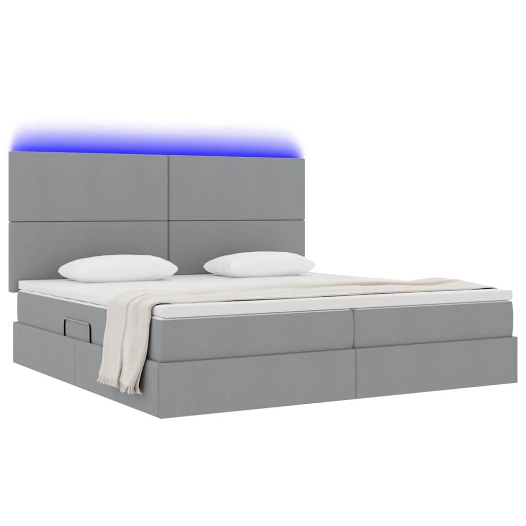 Thumbnail - vidaXL Bett mit Stauraum und LED Hellgrau 200 x 200 cm Polyester