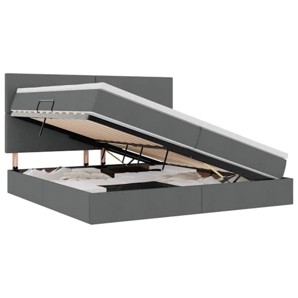 vidaXL LED-iga voodiraam koos madratsiga Tumehall 200 x 200 cm kangas