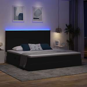 LED postel s úložným prostorem a matrací Černá 200 x 200 cm - obrázek 5