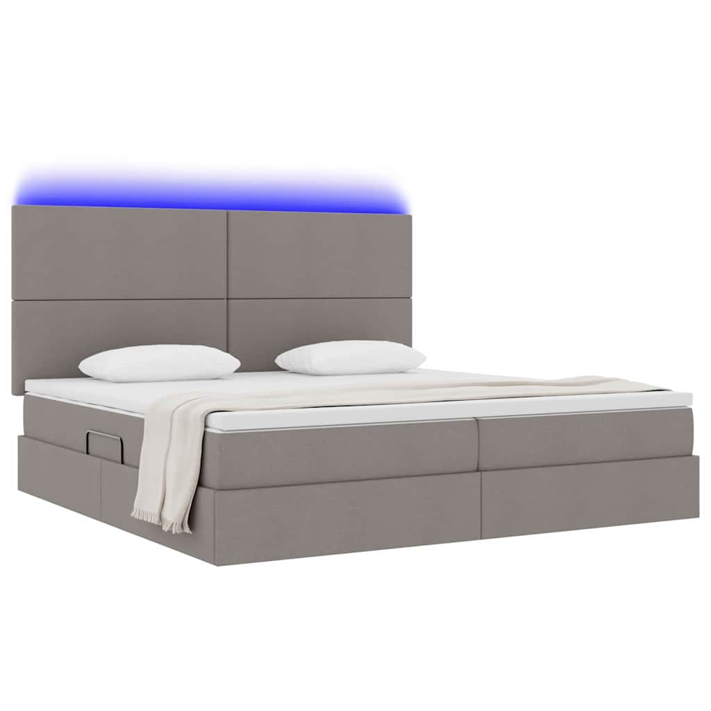 Thumbnail - vidaXL Bett mit Stauraum und LED Taupe 200 x 200 cm Polyester