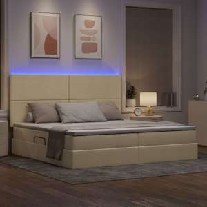Postel s úložným prostorem a LED osvětlením Krémová Polyester - obrázek 5