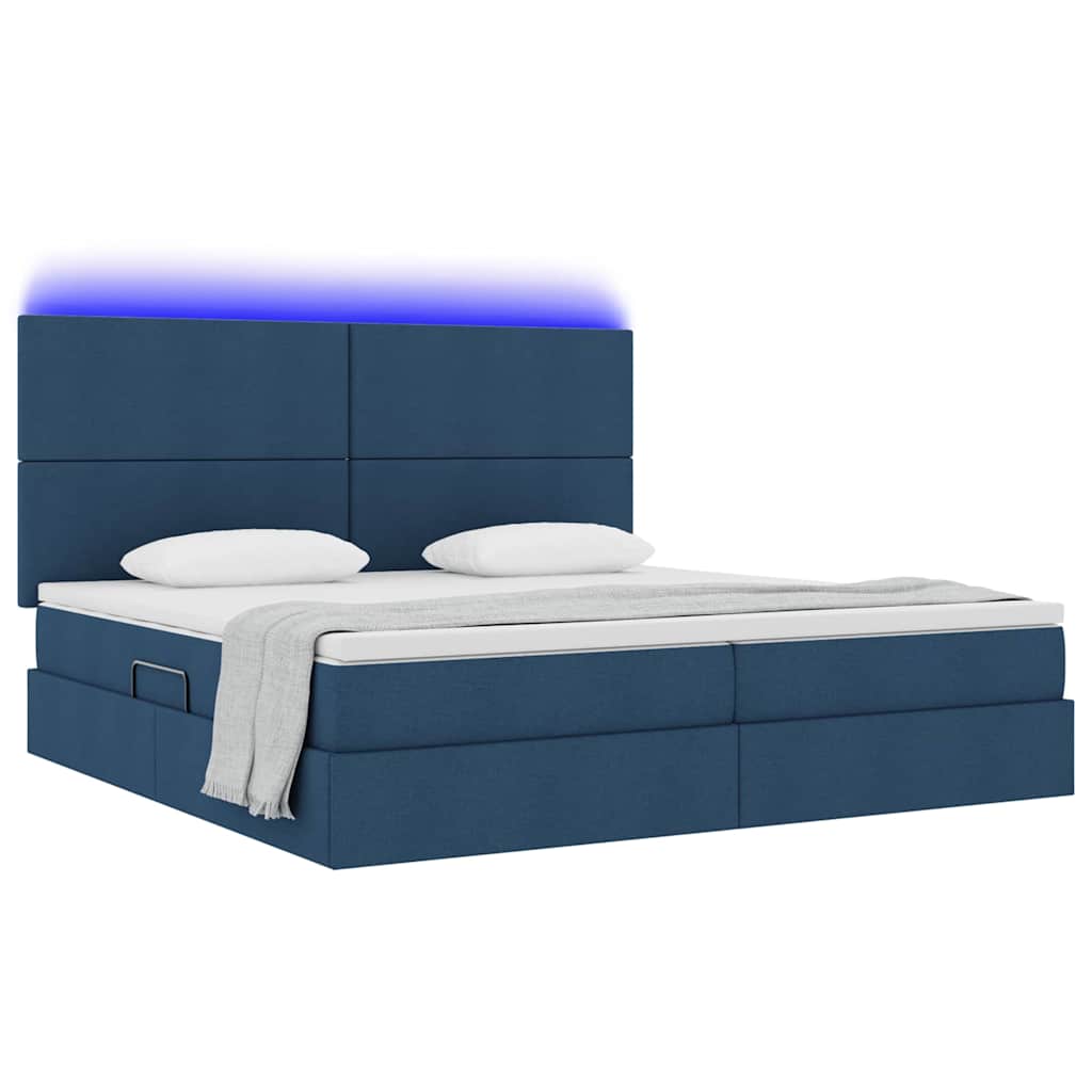 Thumbnail - vidaXL Bett mit Stauraum und LED mit LED Blau 200 x 200 cm Polyester