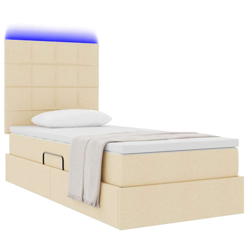 Thumbnail - vidaXL Bett mit Stauraum und LED mit LED Creme 90 x 190 cm Polyester