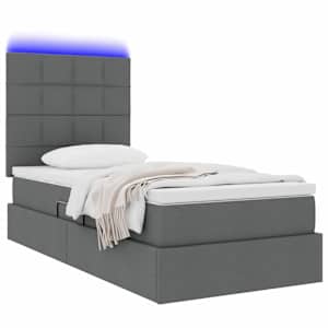 Postel s úložným prostorem a LED osvětlením s LED Tmavě šedá - obrázek 3