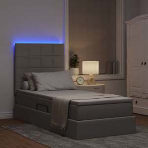 Postel s úložným prostorem a LED osvětlením Taupe 90 x 200 cm - obrázek 5