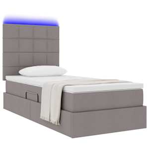 Postel s úložným prostorem a LED osvětlením Taupe 90 x 200 cm - obrázek 3