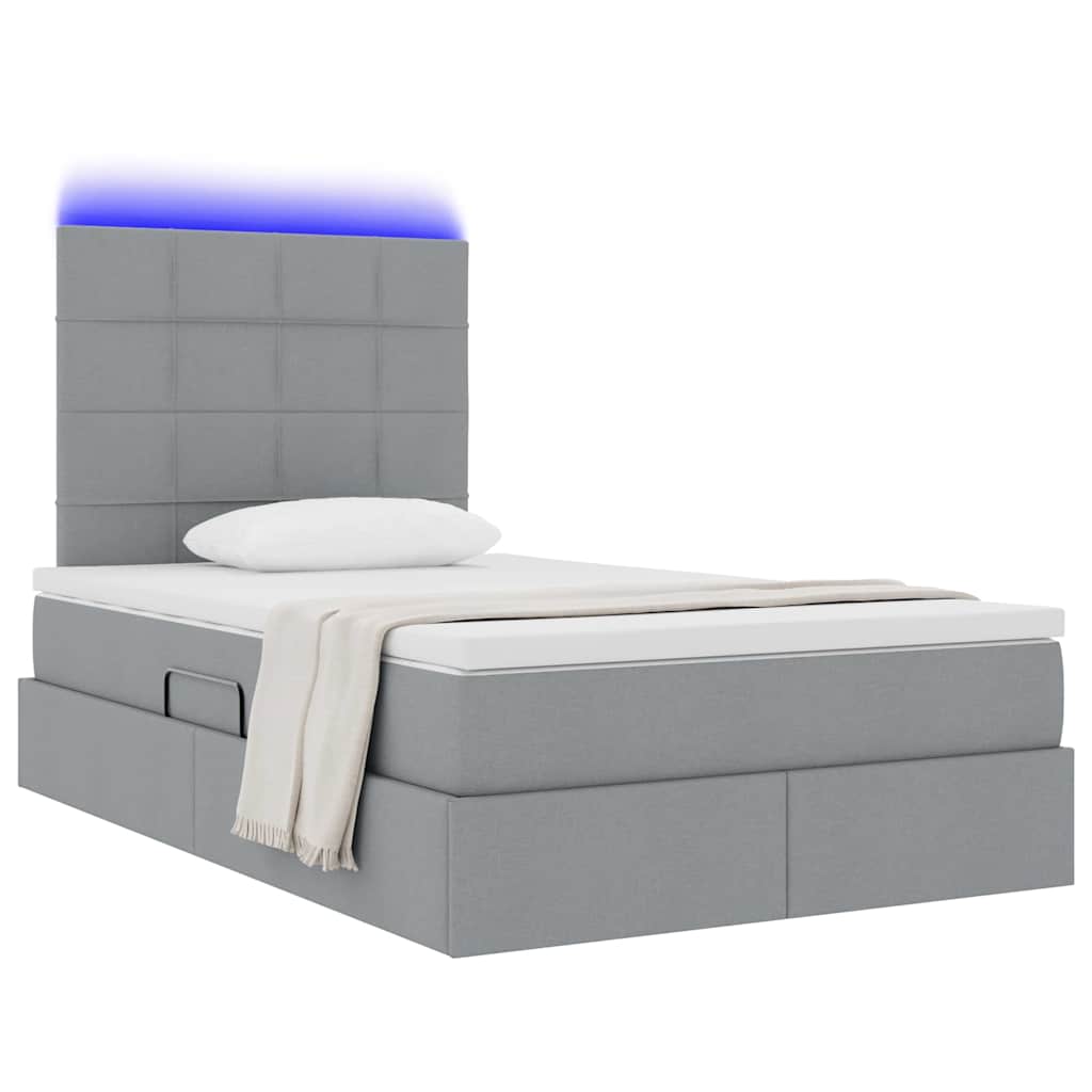 Thumbnail - vidaXL Bett mit Stauraum und LED Hellgrau 120 x 190 cm Polyester
