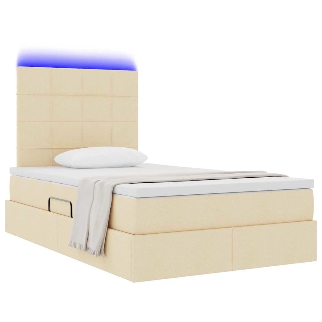 Thumbnail - vidaXL Bett mit Stauraum und LED mit LED Creme 120 x 200 cm Polyester