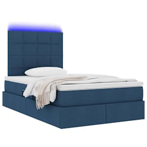 LED postel s úložným prostorem a matrací Modrá 120 x 200 cm - obrázek 3