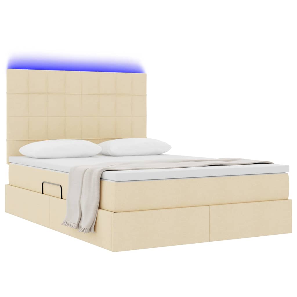 Thumbnail - vidaXL Bett mit Stauraum und LED mit LED Creme 140 x 190 cm Polyester