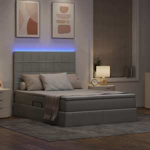 LED postel s úložným prostorem a matrací Světle šedá - obrázek 5