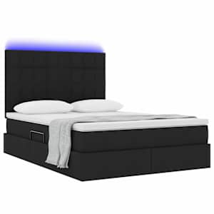 LED postel s úložným prostorem a matrací Černá 140 x 200 cm - obrázek 3
