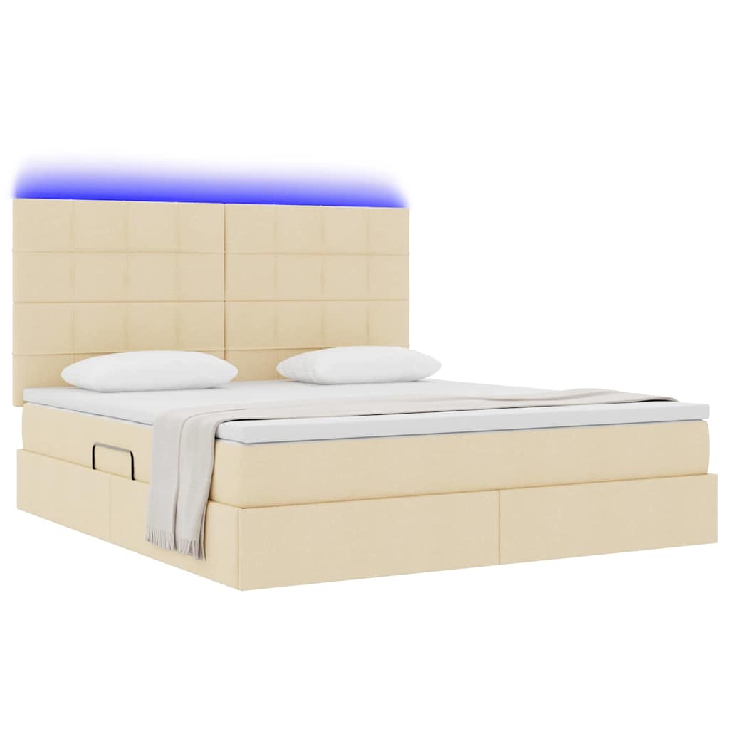 Thumbnail - vidaXL Bett mit Stauraum und LED mit LED Creme 160 x 200 cm Polyester