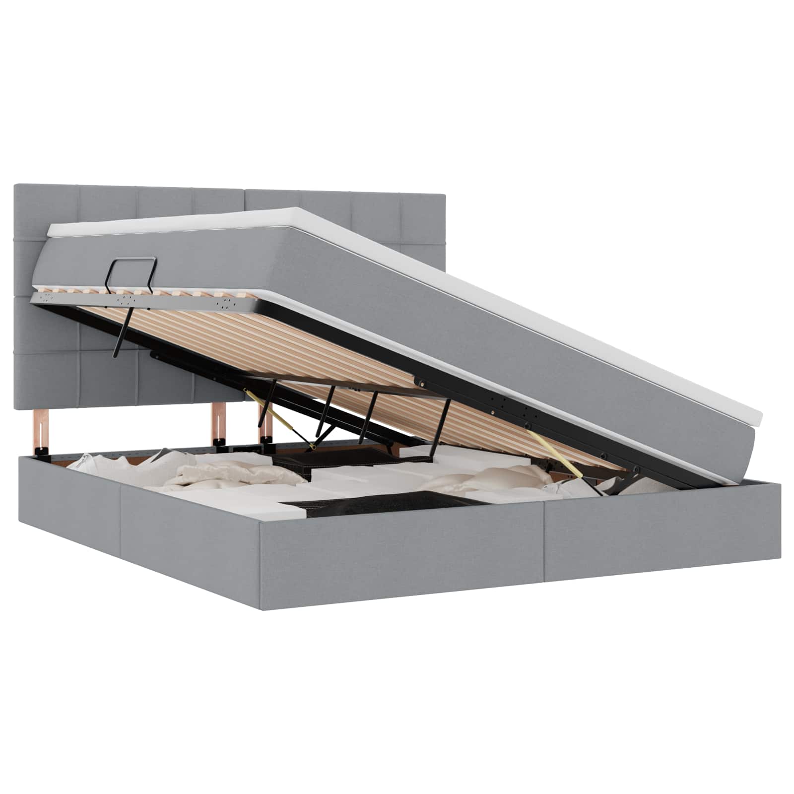 Thumbnail - vidaXL Bett mit Stauraum und LED Hellgrau 180 x 200 cm Polyester