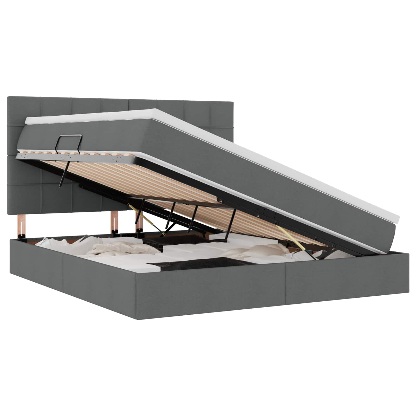 Voodi LED -ribatuledega peaga Tumehall 180 x 200 cm kangas - Image 2