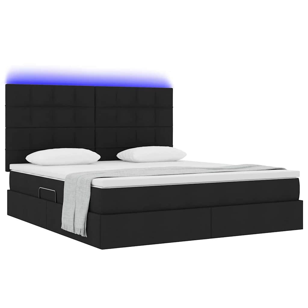 Thumbnail - vidaXL Bett mit Stauraum und LED Schwarz 180 x 200 cm Polyester