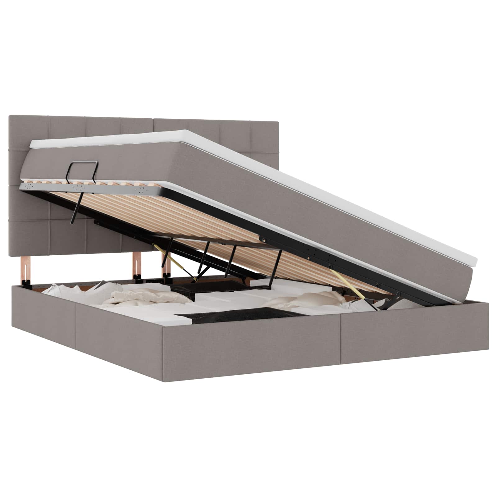 Voodi LED -ribatuledega peaga Pruunikashall 180 x 200 cm kangas - Image 2