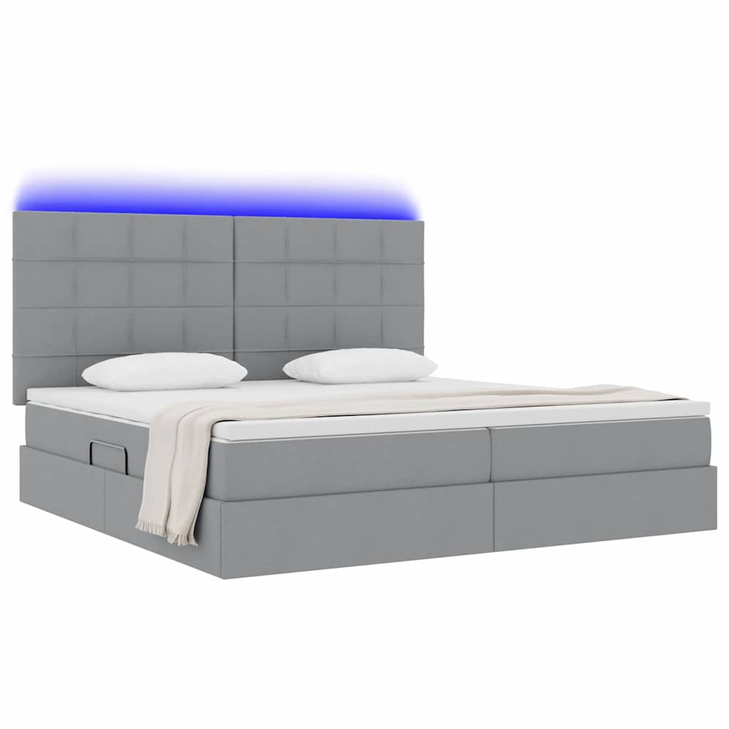 Thumbnail - vidaXL Bett mit Stauraum und LED Hellgrau 200 x 200 cm Polyester
