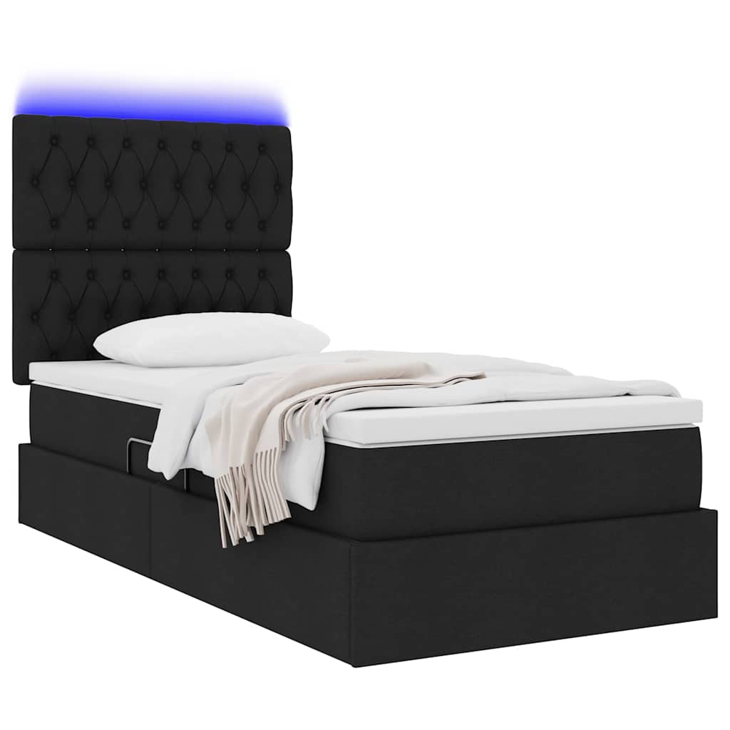 Thumbnail - vidaXL Bett mit Stauraum und LED mit LED Schwarz 90 x 200 cm Polyester