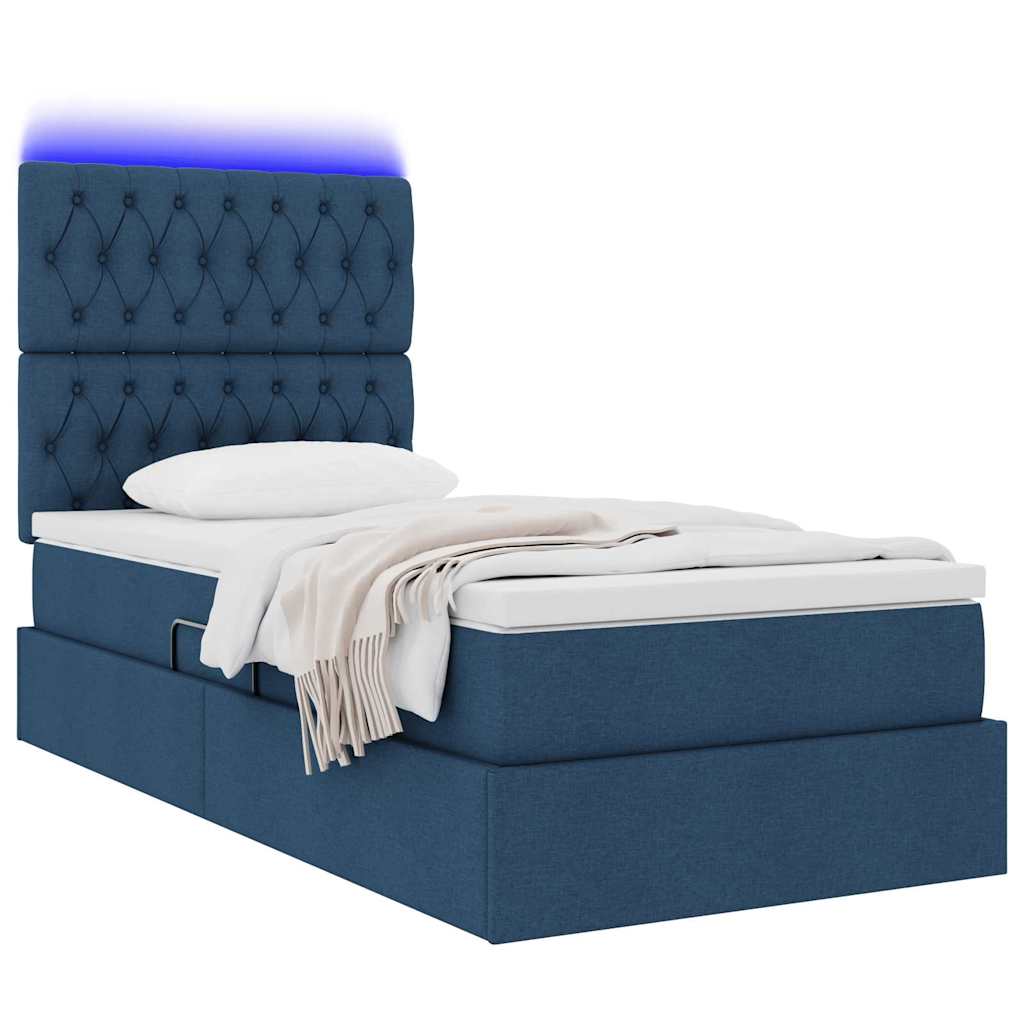 Thumbnail - vidaXL Bett mit Stauraum und LED mit LED Blau 90 x 200 cm Polyester