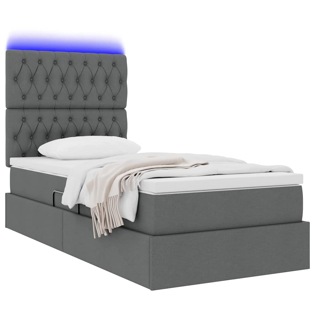 Thumbnail - vidaXL Bett mit Stauraum und LED Dunkelgrau 100 x 200 cm Polyester