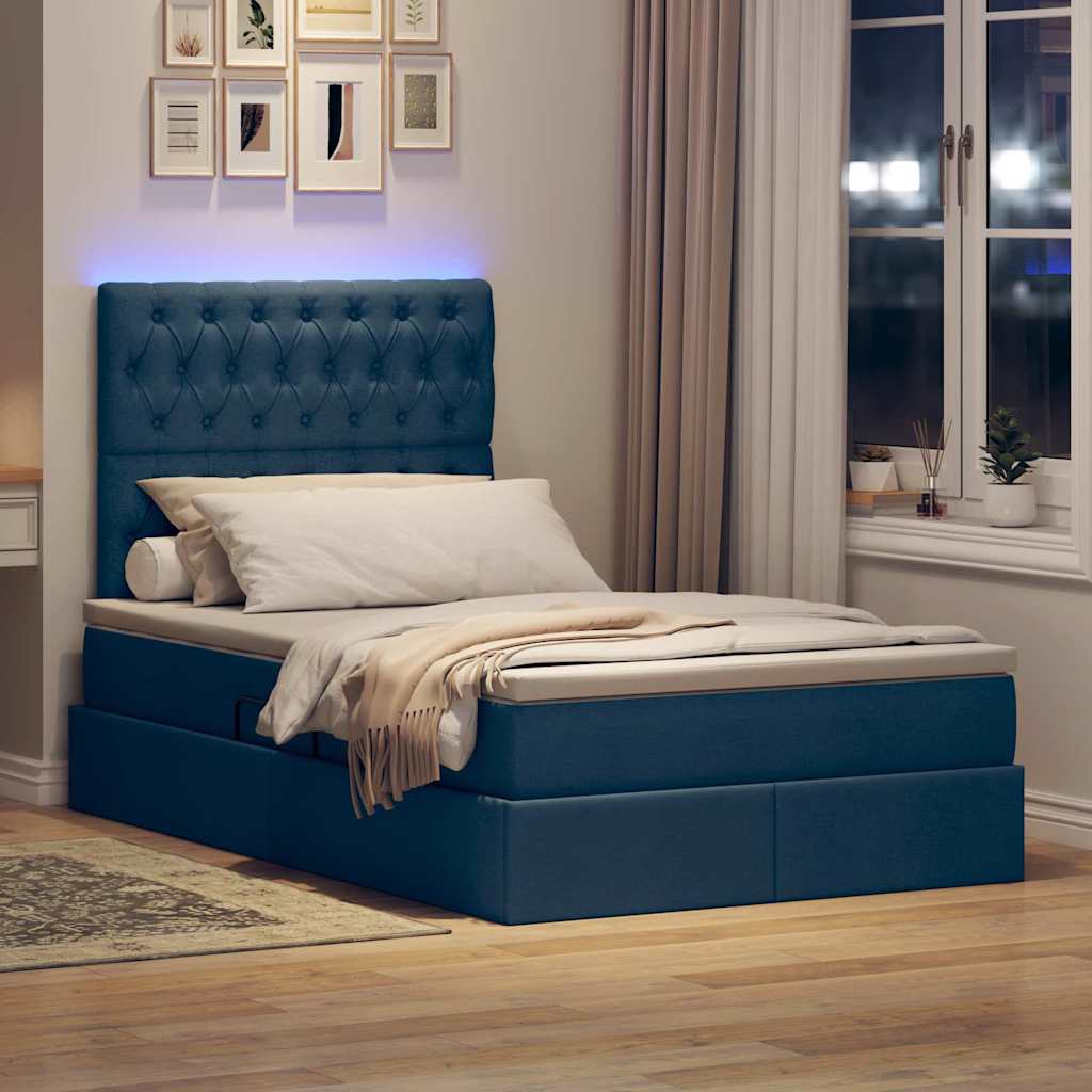 Postel s úložným prostorem a LED osvětlením Modrá 120 x 190 cm - obrázek 5