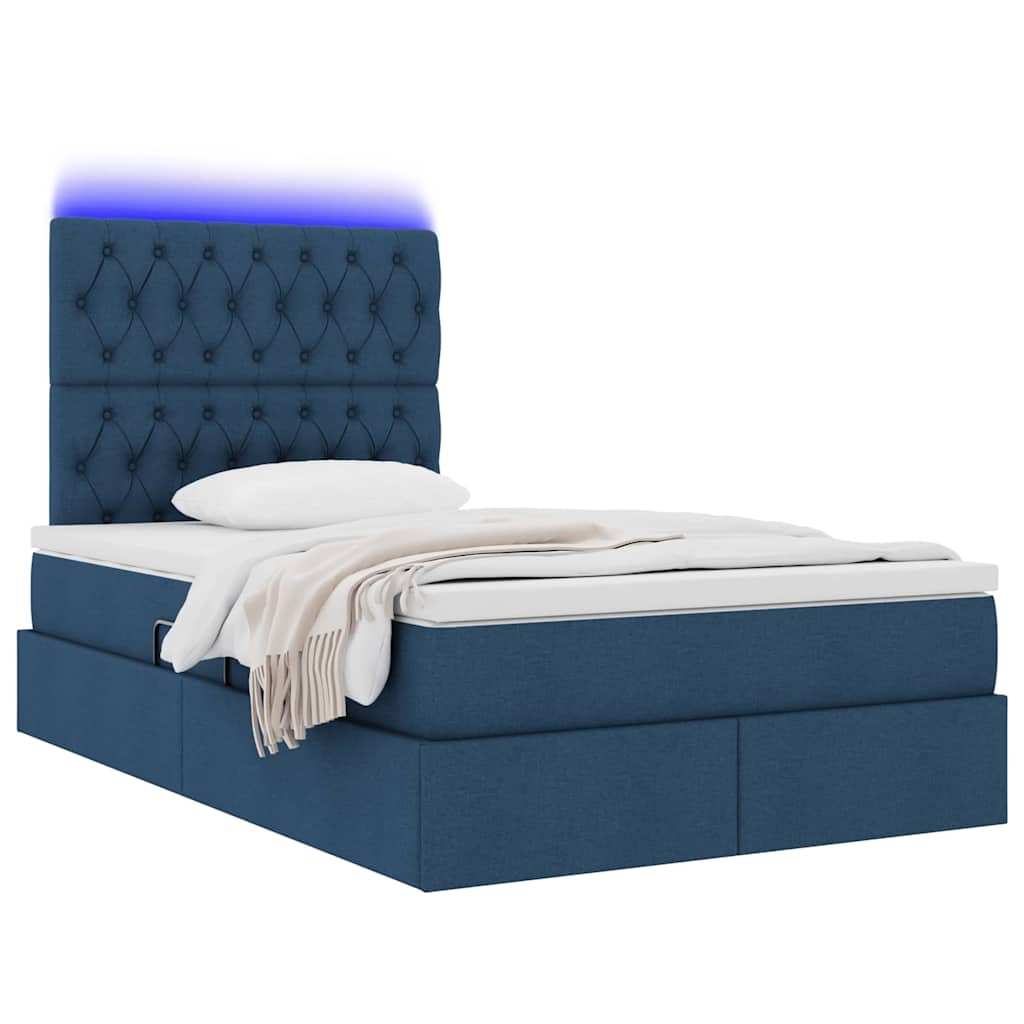 Postel s úložným prostorem a LED osvětlením Modrá 120 x 190 cm - obrázek 3