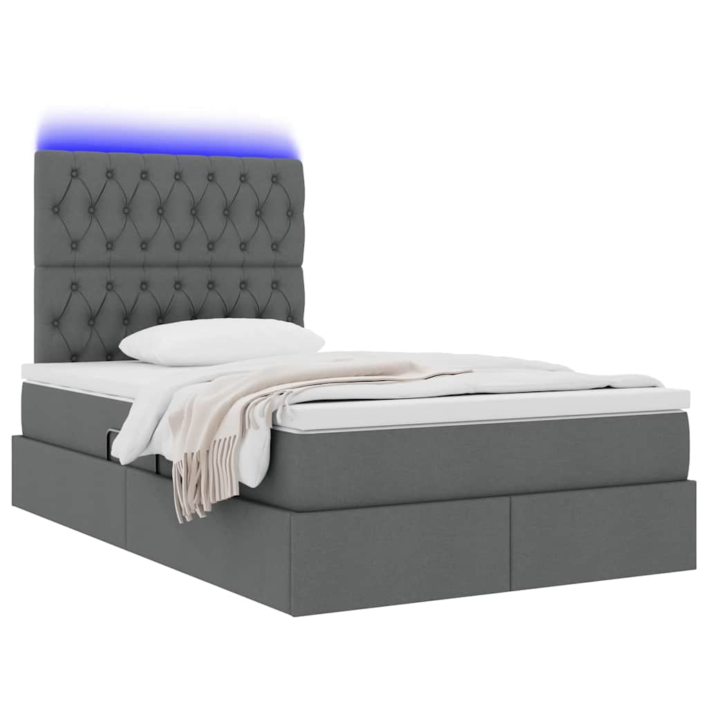 Thumbnail - vidaXL Bett mit Stauraum und LED Dunkelgrau 120 x 200 cm Polyester