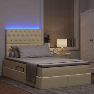 LED postel s úložným prostorem a matrací Krémová 120 x 200 cm - obrázek 5
