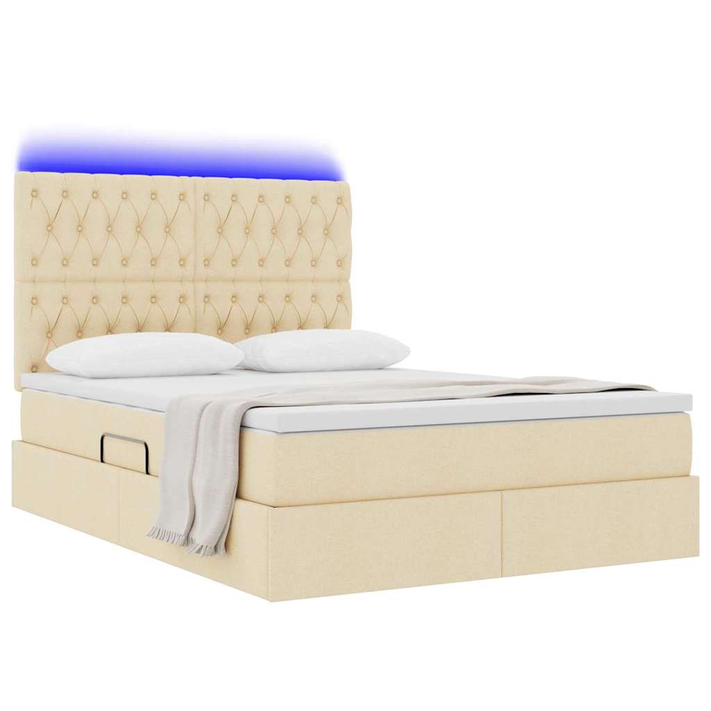 Thumbnail - vidaXL Bett mit Stauraum und LED mit LED Creme 140 x 190 cm Polyester