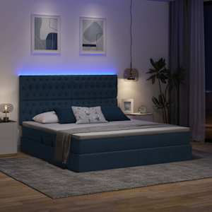 LED postel s úložným prostorem a matrací Modrá 160 x 200 cm - obrázek 5