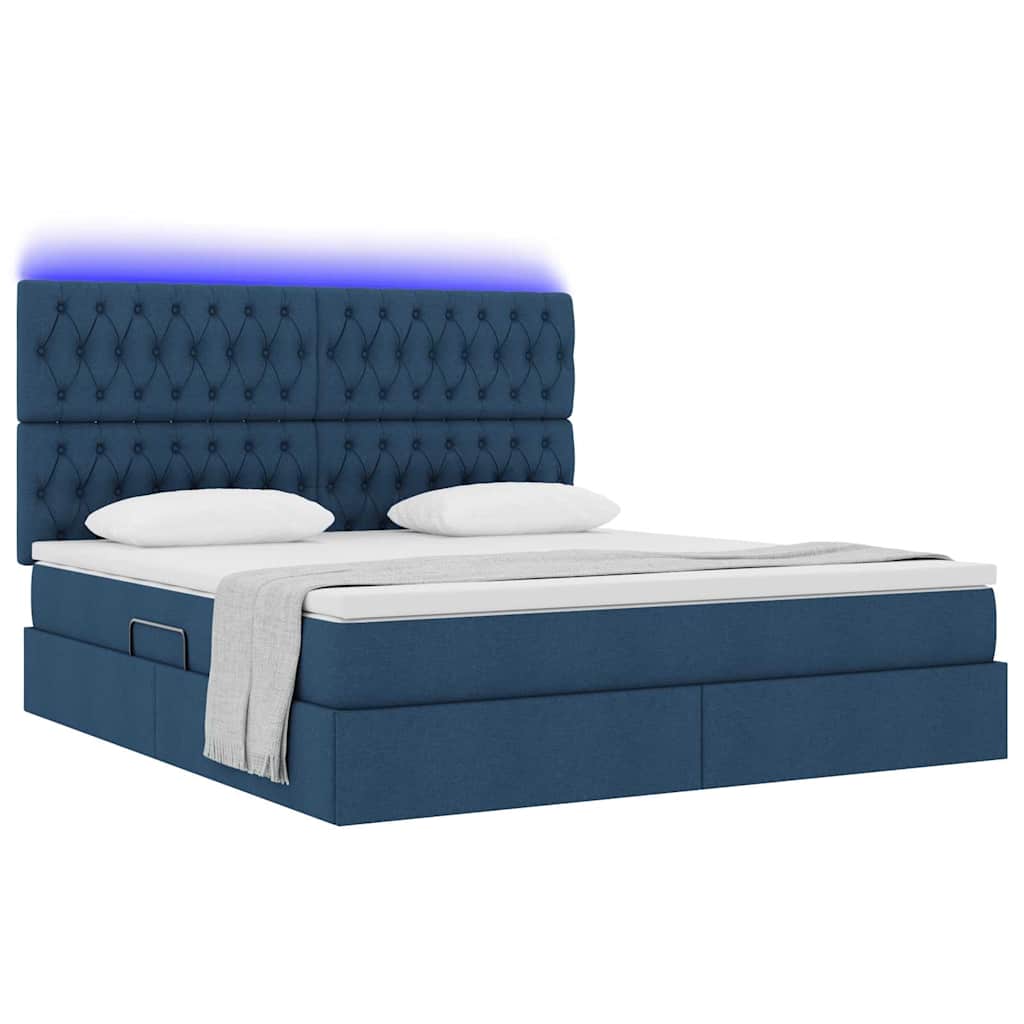 Thumbnail - vidaXL Bett mit Stauraum und LED mit LED Blau 160 x 200 cm Polyester