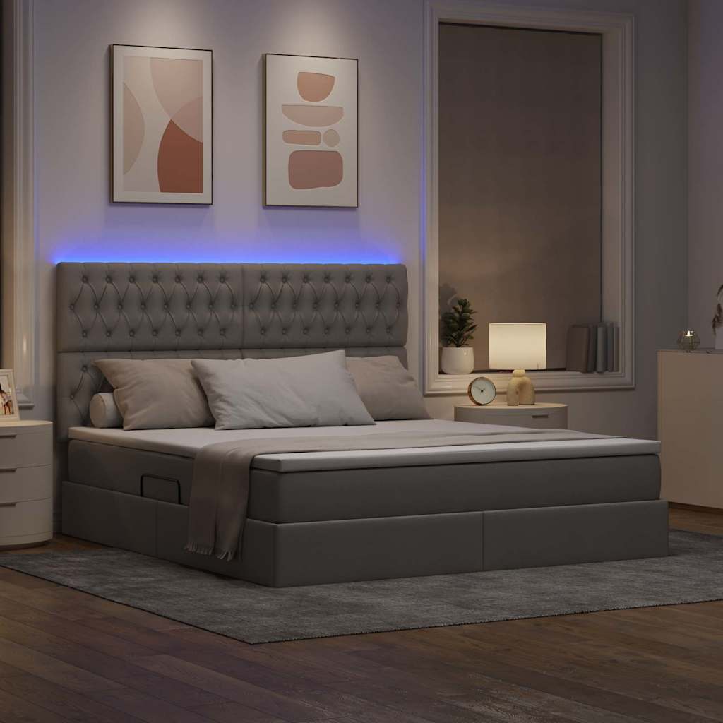 Postel s úložným prostorem a LED osvětlením Taupe 180 x 200 cm - obrázek 5