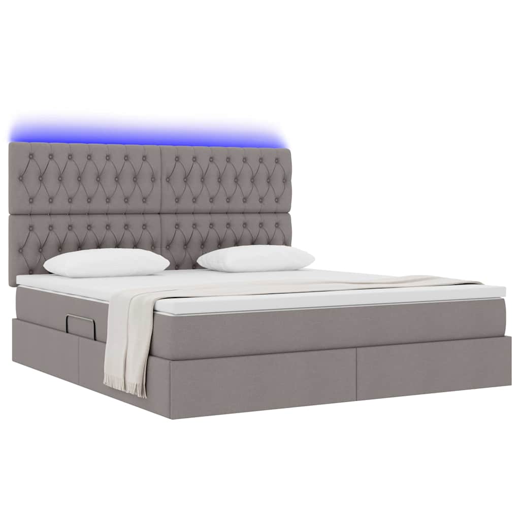 Postel s úložným prostorem a LED osvětlením Taupe 180 x 200 cm - obrázek 3