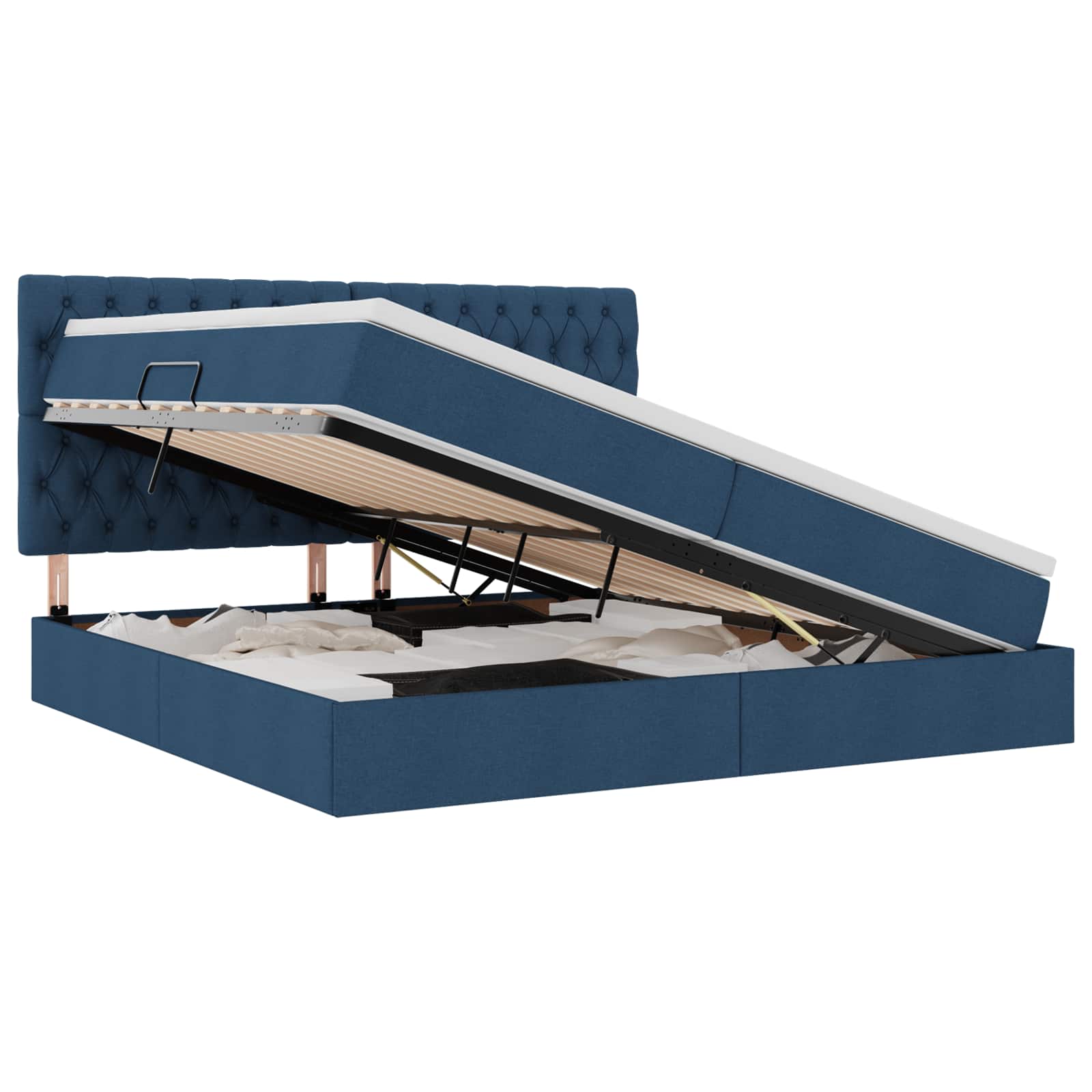 vidaXL LED Opslagbed met Matras Blauw 200 x 200 cm Stof, foto 3