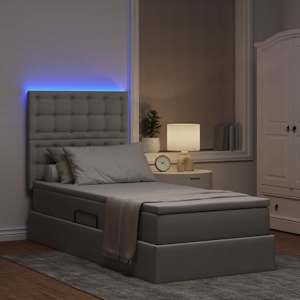 LED postel s úložným prostorem a matrací Světle šedá - obrázek 5