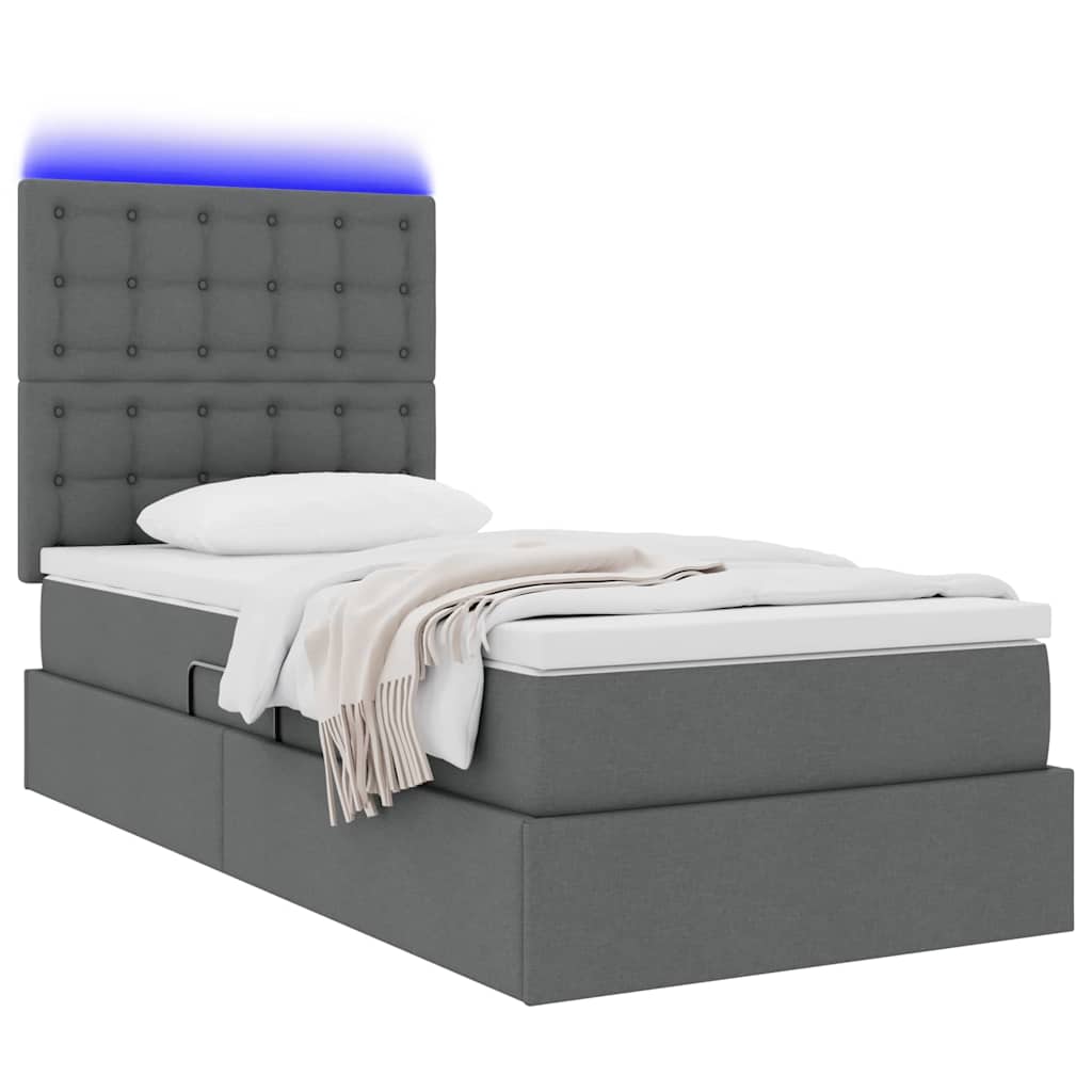 Thumbnail - vidaXL Bett mit Stauraum und LED Dunkelgrau 90 x 200 cm Polyester