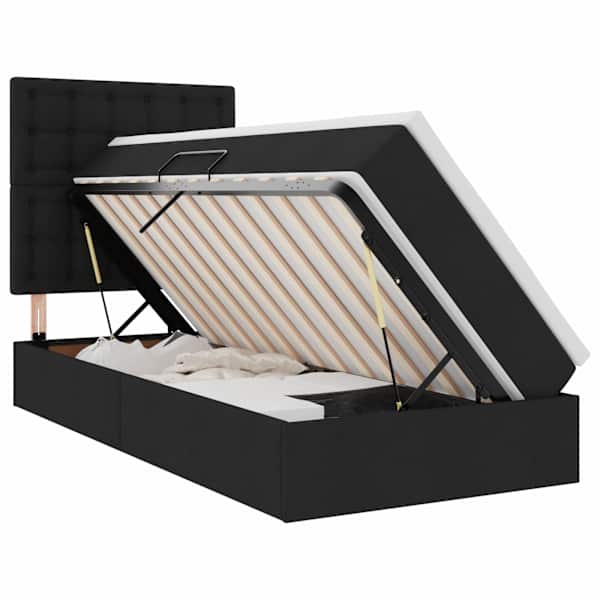 vidaXL LED-iga voodiraam koos madratsiga Must 100 x 200 cm kangas