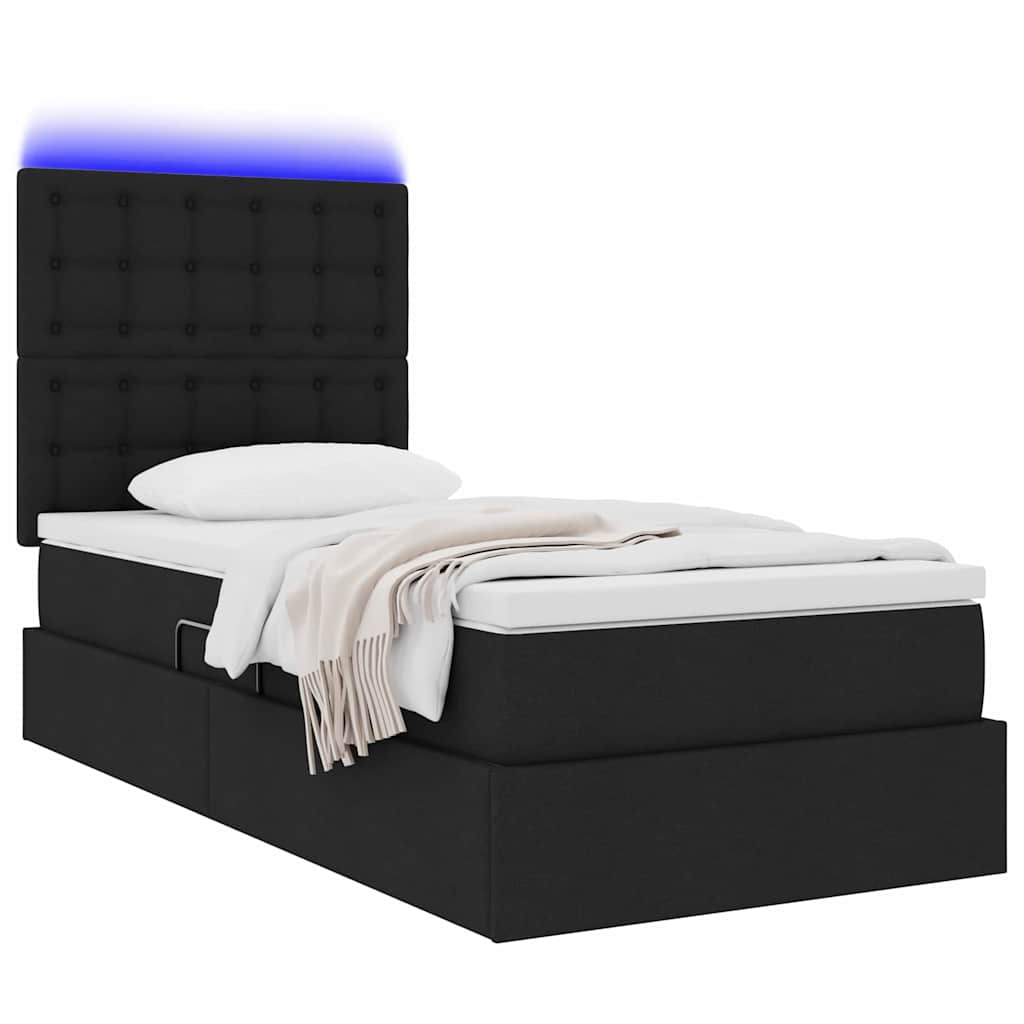 Thumbnail - vidaXL Bett mit Stauraum und LED Schwarz 100 x 200 cm Polyester