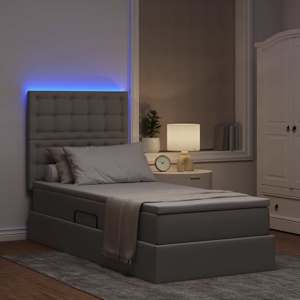 Postel s úložným prostorem a LED osvětlením Taupe 100 x 200 cm - obrázek 5