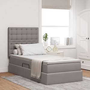 Postel s úložným prostorem a LED osvětlením Taupe 100 x 200 cm - obrázek 1