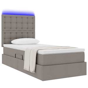 Postel s úložným prostorem a LED osvětlením Taupe 100 x 200 cm - obrázek 3