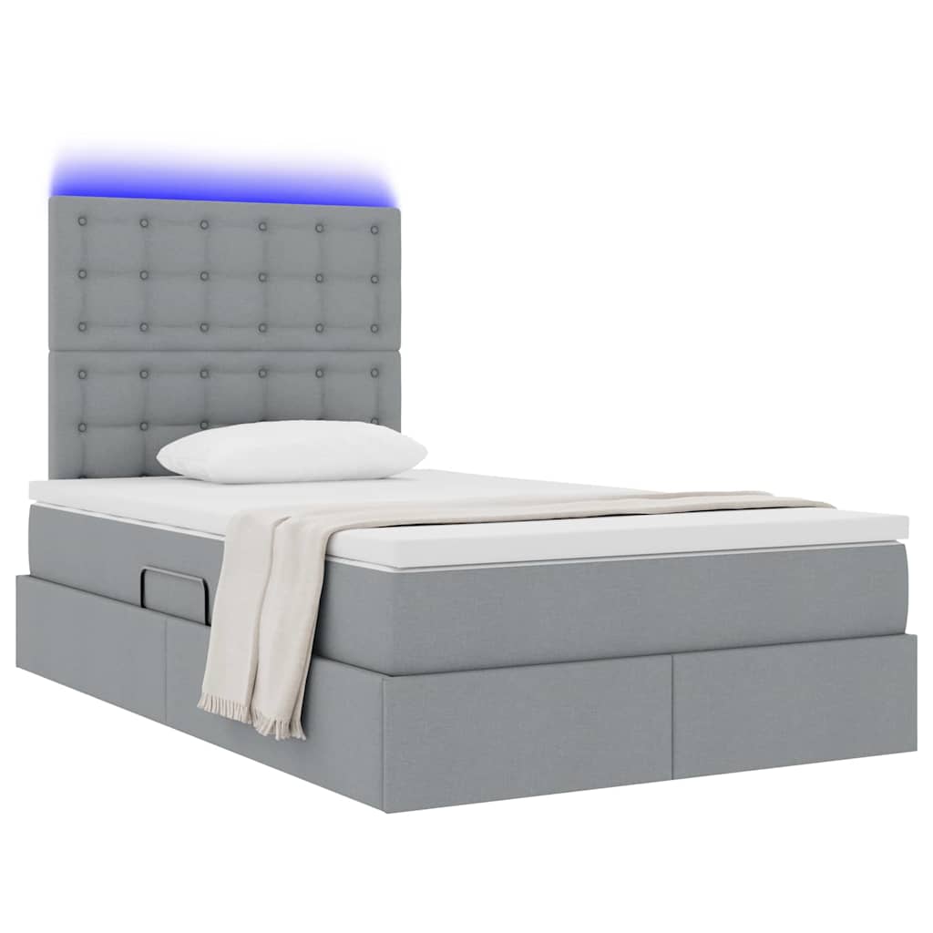 Thumbnail - vidaXL Bett mit Stauraum und LED Hellgrau 120 x 200 cm Polyester