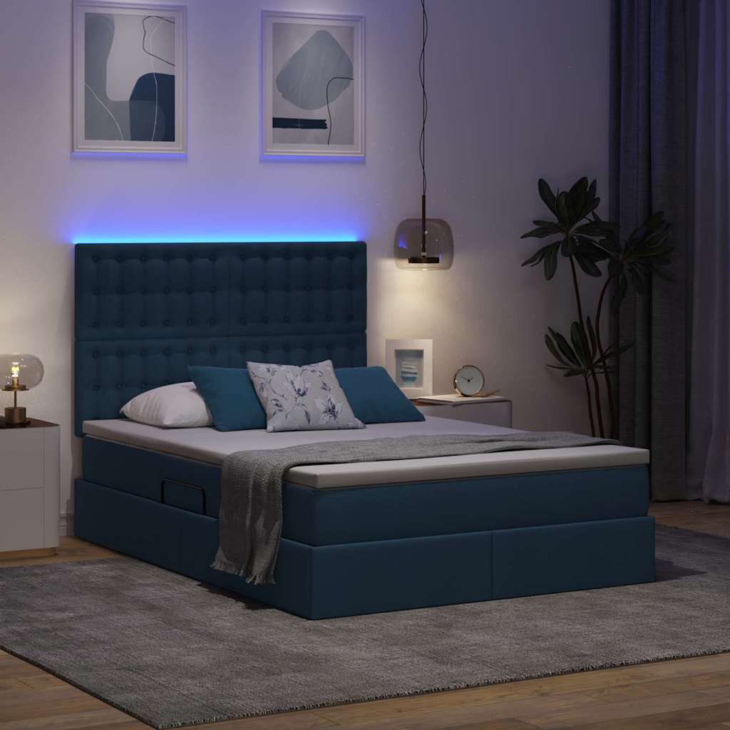 Postel s úložným prostorem a LED osvětlením Modrá 140 x 190 cm - obrázek 5