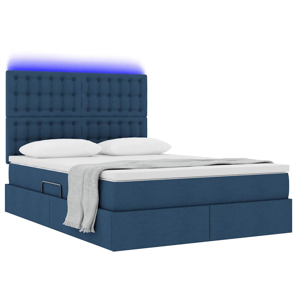 Thumbnail - vidaXL Bett mit Stauraum und LED mit LED Blau 140 x 200 cm Polyester